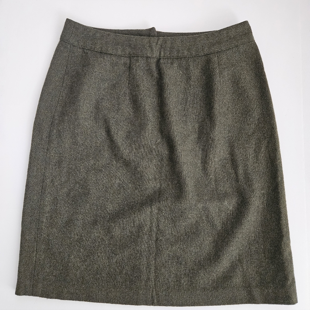 Vintage Hillard Hanson Olive Green Mini Skirt Sz 8 Y2K 90s School Academia Wool